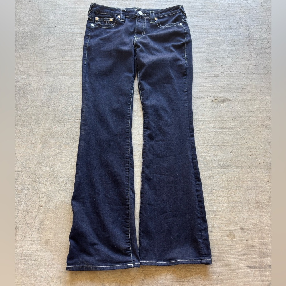 True Religion Black Flare Wide Leg Jeans
